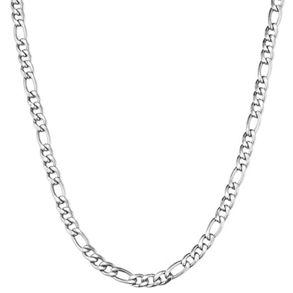 Stainless Steel Figaro Chain Necklace • 4.5mm • Modern Minimalist - Picture 1 of 3